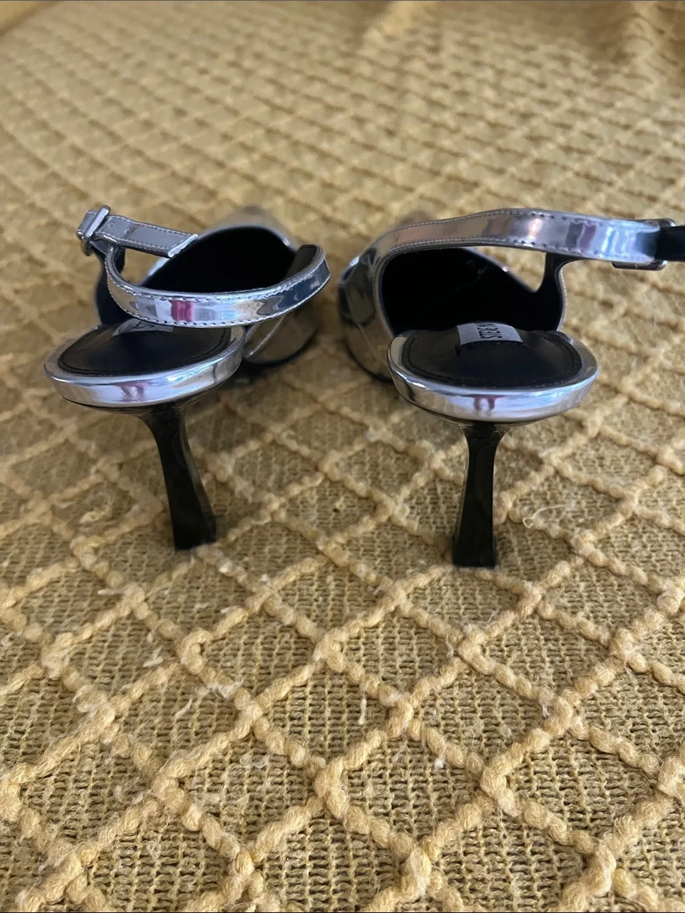 Steve Madden Metallic Silver Pointed Slingback Heels